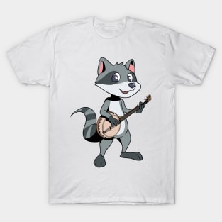 Cartoon raccoon playing banjo T-Shirt